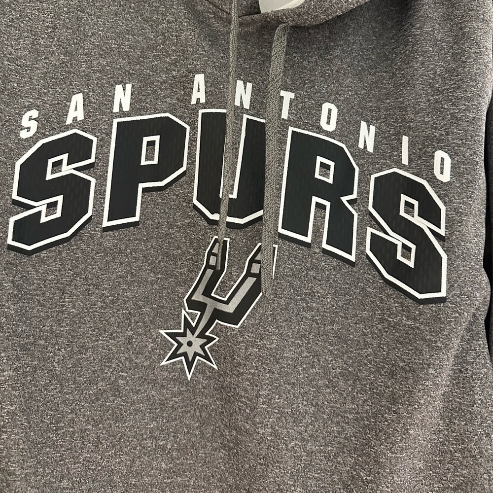 NBA TX3 WARM PULLOVER SAN ANTONIO SPURS HOODIE MENS X-LARGE Gray Black - Picture 3 of 5